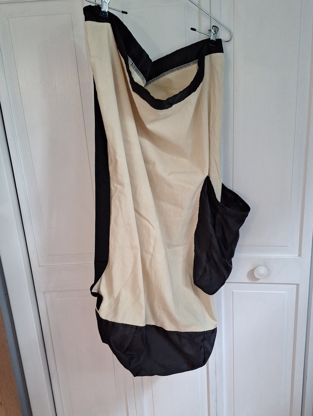 Beige and Black Draped Laundry Bag